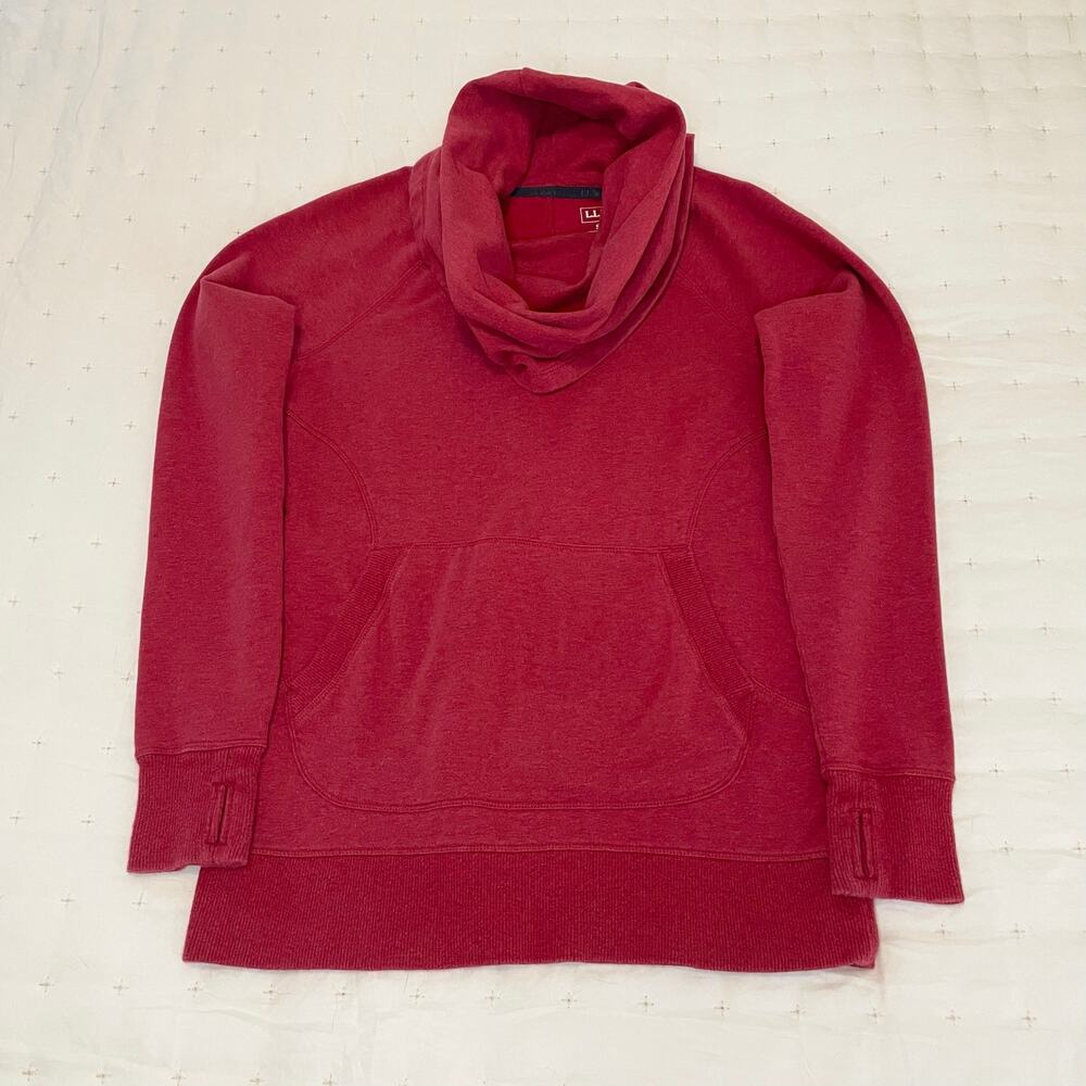 L.L. Bean Cowl Neck Sweatshirt Women’s S Red Fleece Lined Pullover